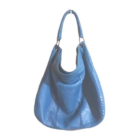 Bottega Veneta Large Luxury Hobo Bag Turquois Pebble Leather Woven Shouder Bag - Picture 14 of 14